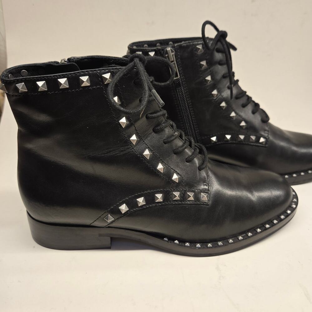ASH Studded Leather WhyNot Combat Boots 38 Moto Punk Edgy Biker - Picture 5 of 13